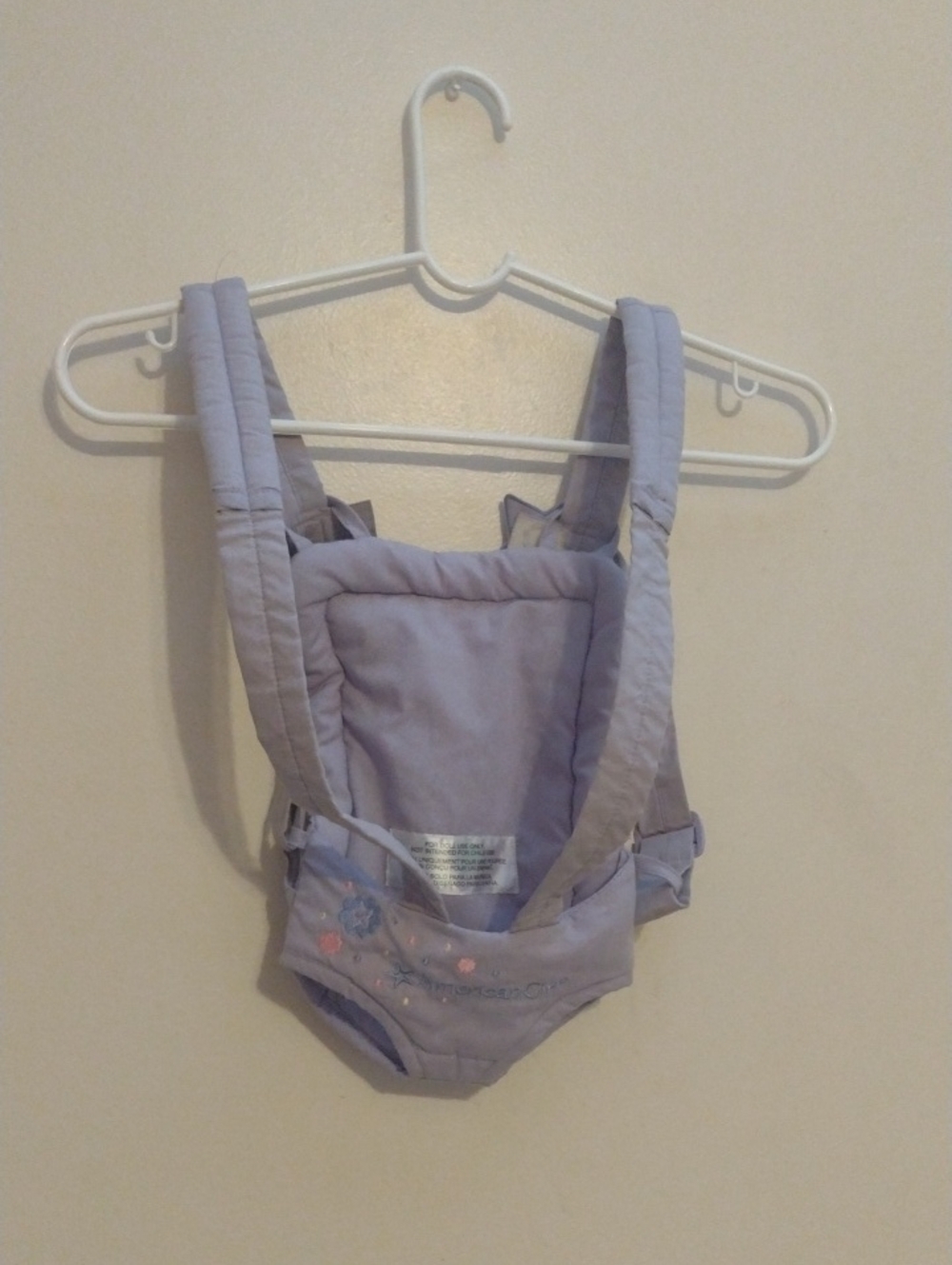 American girl Doll Lilac Baby Doll Carrier with Embroidered Detail